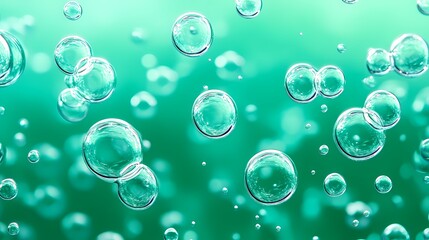 An array of translucent bubbles rising against a soothing turquoise background, creating a refreshing and serene atmosphere.