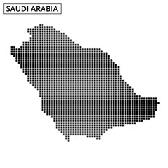 Map outline of Saudi Arabia with dotted pattern and abstract design elements