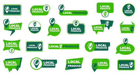 Green local produce label collection. Set of local produce badges