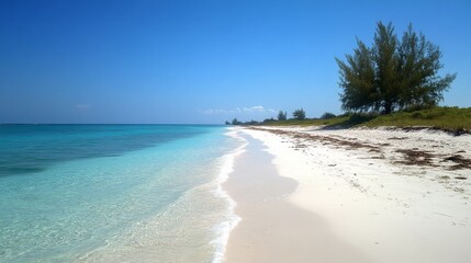 Fototapeta premium Serene Tropical Beach Scene With Azure Waters