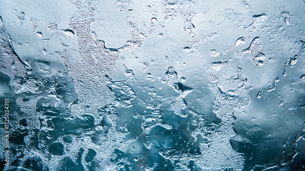 Aufkleber water droplets forming unique patterns on glass surface during rainfall