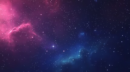 A mesmerizing cosmic scene showcasing vibrant pink and blue nebulae filled with countless stars.