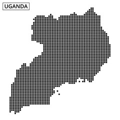 Detailed representation of the map of Uganda using dotted pattern design