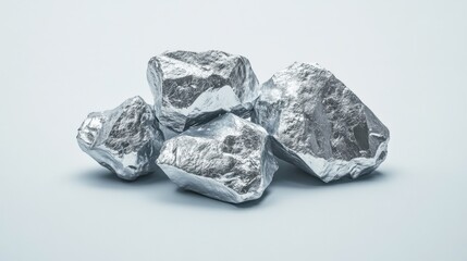 Shiny Silver Nugget: Versatile Metallic Layout on White Background