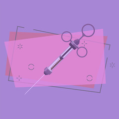 Hypodermic syringe vector illustration. Injection, dentistry, drug. Medical items concept. Vector illustration can be used for topics like medicine, hospital, procedure