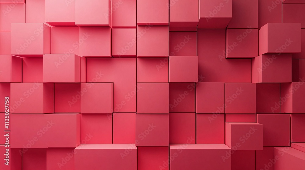 Aufkleber Abstract red cubes forming a geometric pattern background
