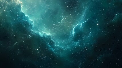 A breathtaking cosmic scene showcasing luminous nebulae and twinkling stars in deep space.