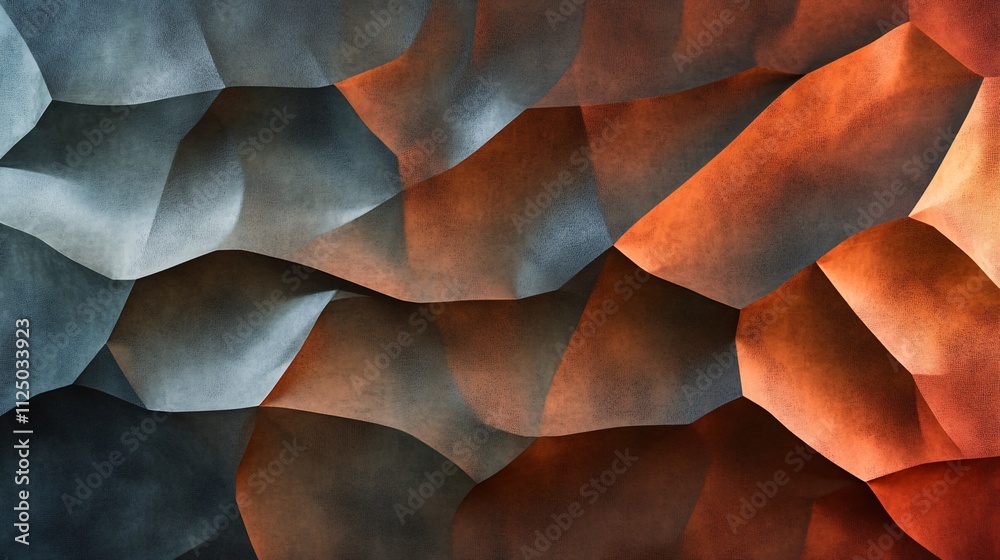 Poster Abstract background showing low poly style surface with orange and blue gradient