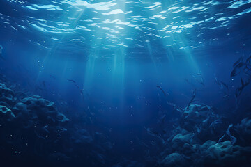 Fantastic Processed collage of blue water waves texture in sunlight
