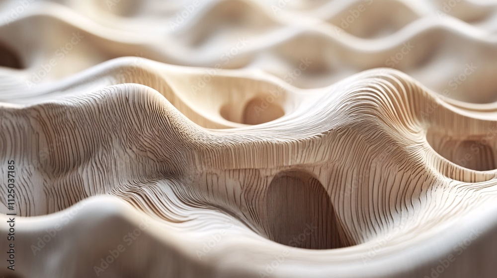 Poster Parametric wood texture creating wavy and flowing pattern