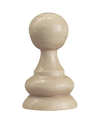 wooden chess pawn on transparent background