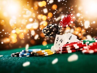 Spectacular photo of casino. Casino background with chips