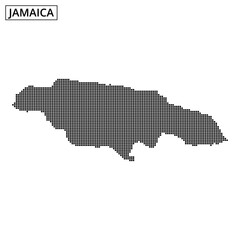 Obraz premium Artistic representation of Jamaica map with dotted pattern on a plain background