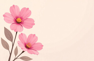 Pink Peonies Flowers on Light background with Copy Space.