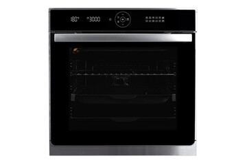 Electric oven, black color, isolated