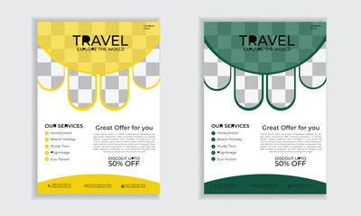 Simple modern corporate travel poster or travel flyer template layout design for print