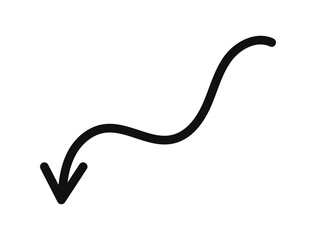 Simple line hand drawn black arrow. Vector illustration