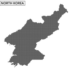 Detailed dot map representation of North Korea showcasing geographical features clearly