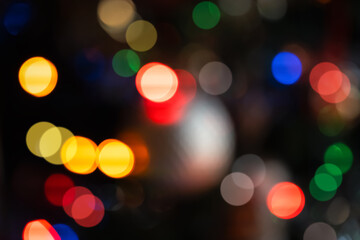 Christmas Background with defocus bokeh of Christmas decoration,Abstract blurry colorful bokeh...
