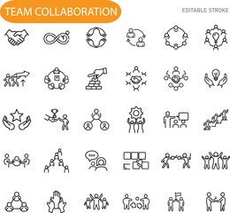 Teamwork Collaboration Icons Partnership, Synergy, Cooperation, and Success
