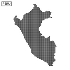 Stylized dot map of Peru highlighting geographical features