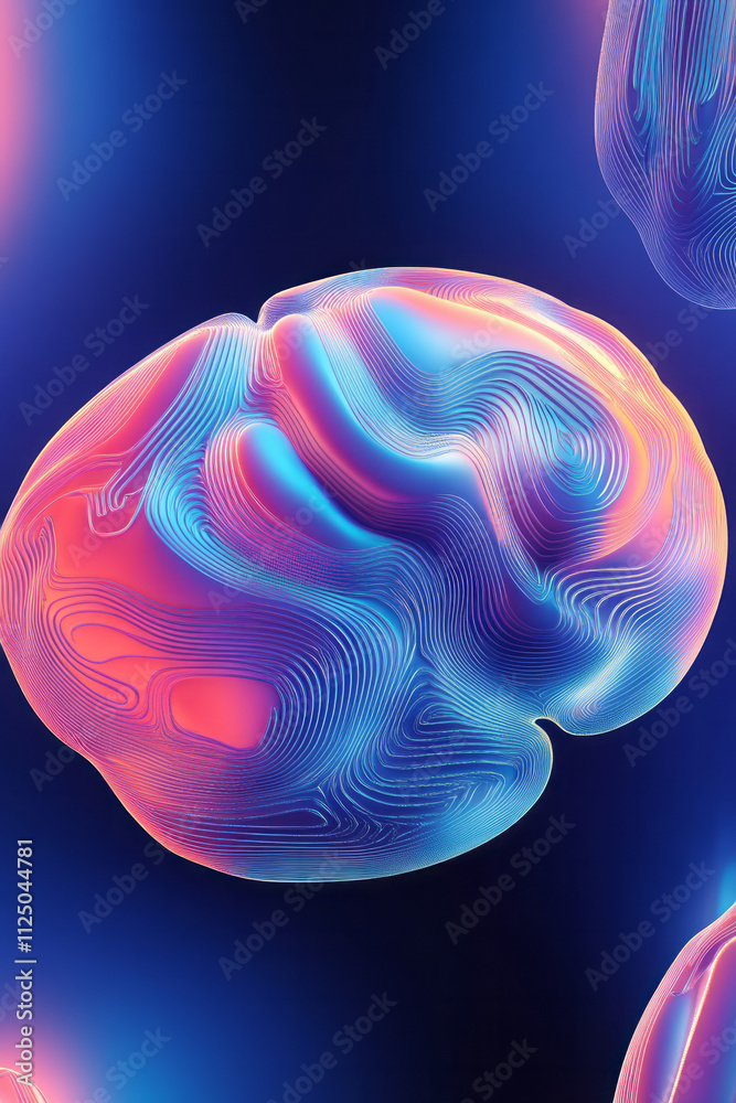 Aufkleber a brain scan with a blue background