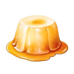 Fototapeta premium Isolated Watercolor of Shiny,Translucent Pudding Dessert on White Background