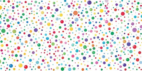 Rainbow Confetti Randomly Scattered Colorful Circles on White Background