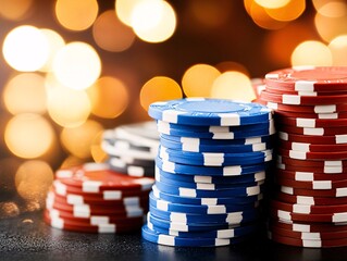 Spectacular photo of casino. Casino background with chips