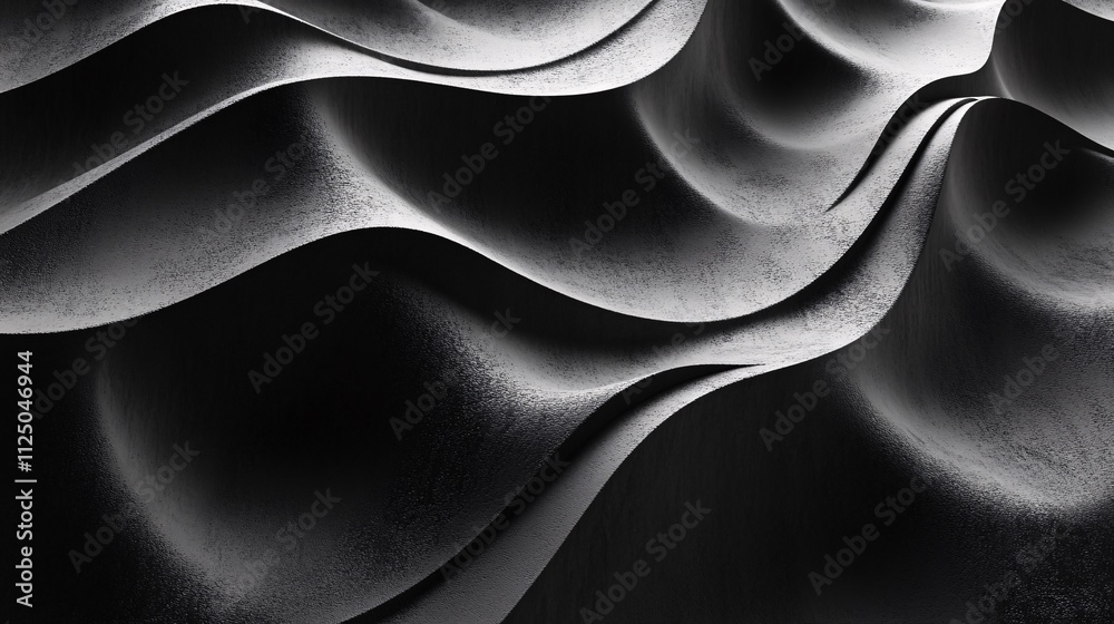 Poster Dark gray wavy concrete surface forming abstract pattern