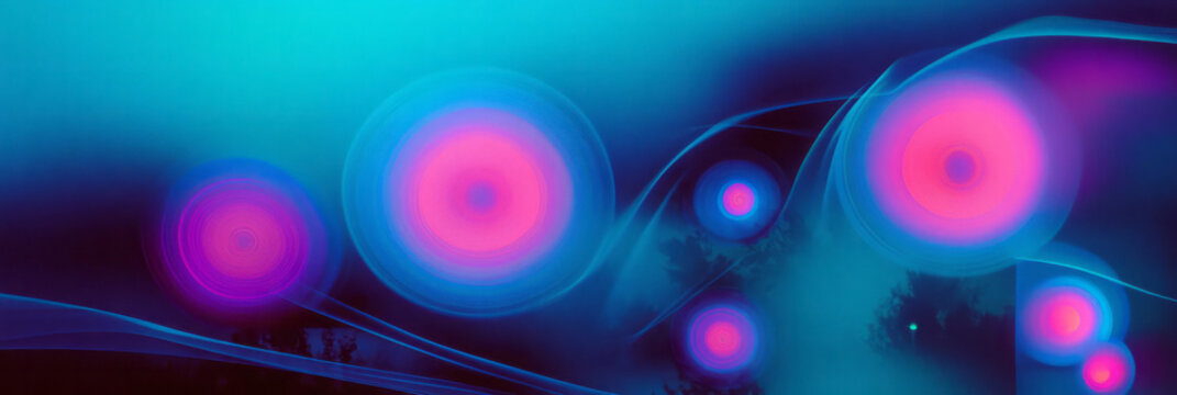 a blue and pink abstract background with circles