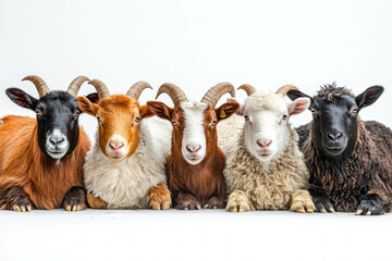 Fototapeta premium Farm Animals On White Background