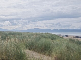 Highland Mountain Landscape with Cumulus Clouds and Sky