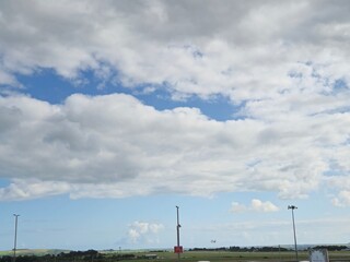 Cloudy Sky Over Natural Landscape with Grass and Asphalt Land Lot