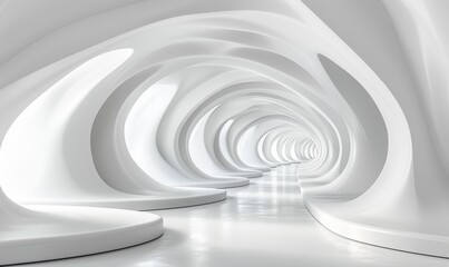 Obraz premium 无限延伸的白色时尚抽象未来通道
