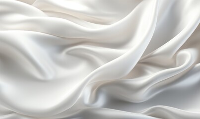 Obraz premium 白色绸缎丝绸光滑质感简约波纹优雅背景