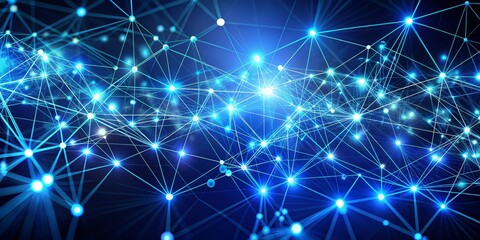 Blue Network Abstract Interconnected Nodes and Lines