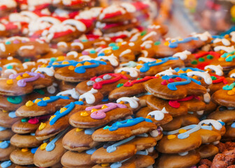 Fototapeta premium Lebkuchenschneemänner Lebkuchen Lebkuchenfiguren