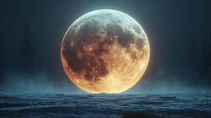 Super bright full moon against dark background