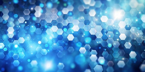 Abstract Hexagon Mosaic Blue Glowing Network Concept