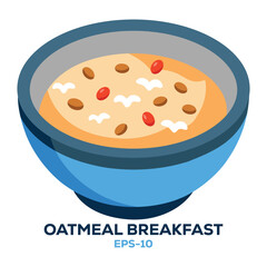 Illustration of Oatmeal breakfast Isolated on white