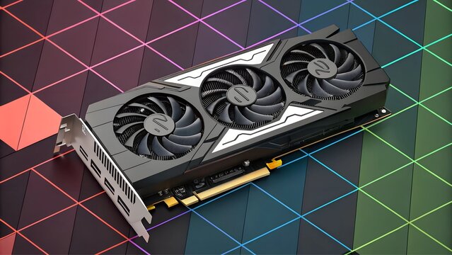 コンピュータハードウェアの進化を象徴するグラフィックボードのイラストレーション
