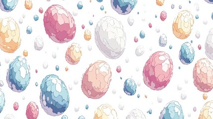 Colorful Easter Eggs on White Background with Playful Dots