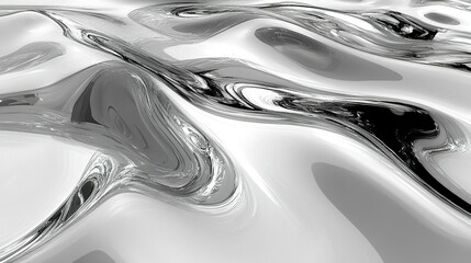 Abstract background of liquid metal, mercury or silver. Concept of futuristic, modern, and fluid design.