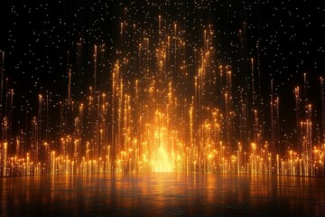 Abstract golden glitter explosion. Concept of celebration, magic, and festive.