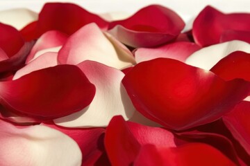 Fototapeta premium Minimalistic floral composition with red and white flower petals for elegant decor