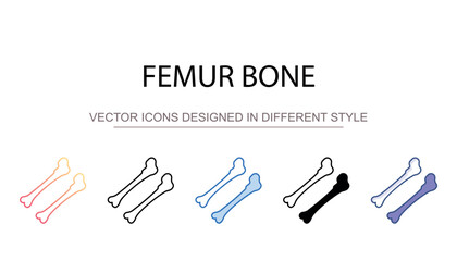 Femur bone icon design with white background stock illustration