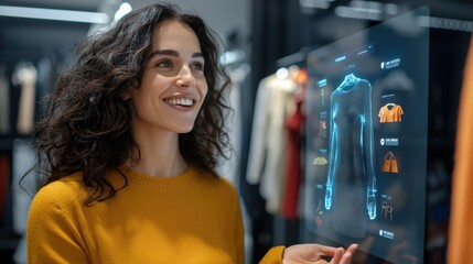 Innovative shopping experience embracing technology in retail close-up view modern store environment customer interaction