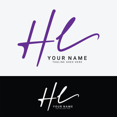 H, L, HL Initial letter logo. Alphabet HL Handwritten Signature logo