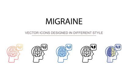 Migraine icon design with white background stock illustration